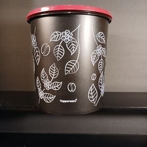 Tupperware Black and Red Coffee Canister